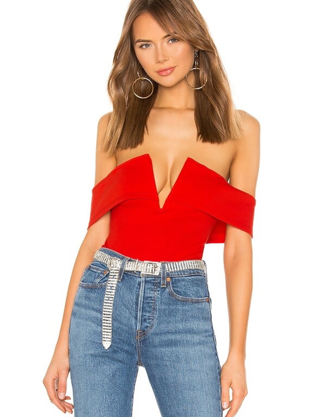 Superdown Aaliyah Deep V Bodysuit